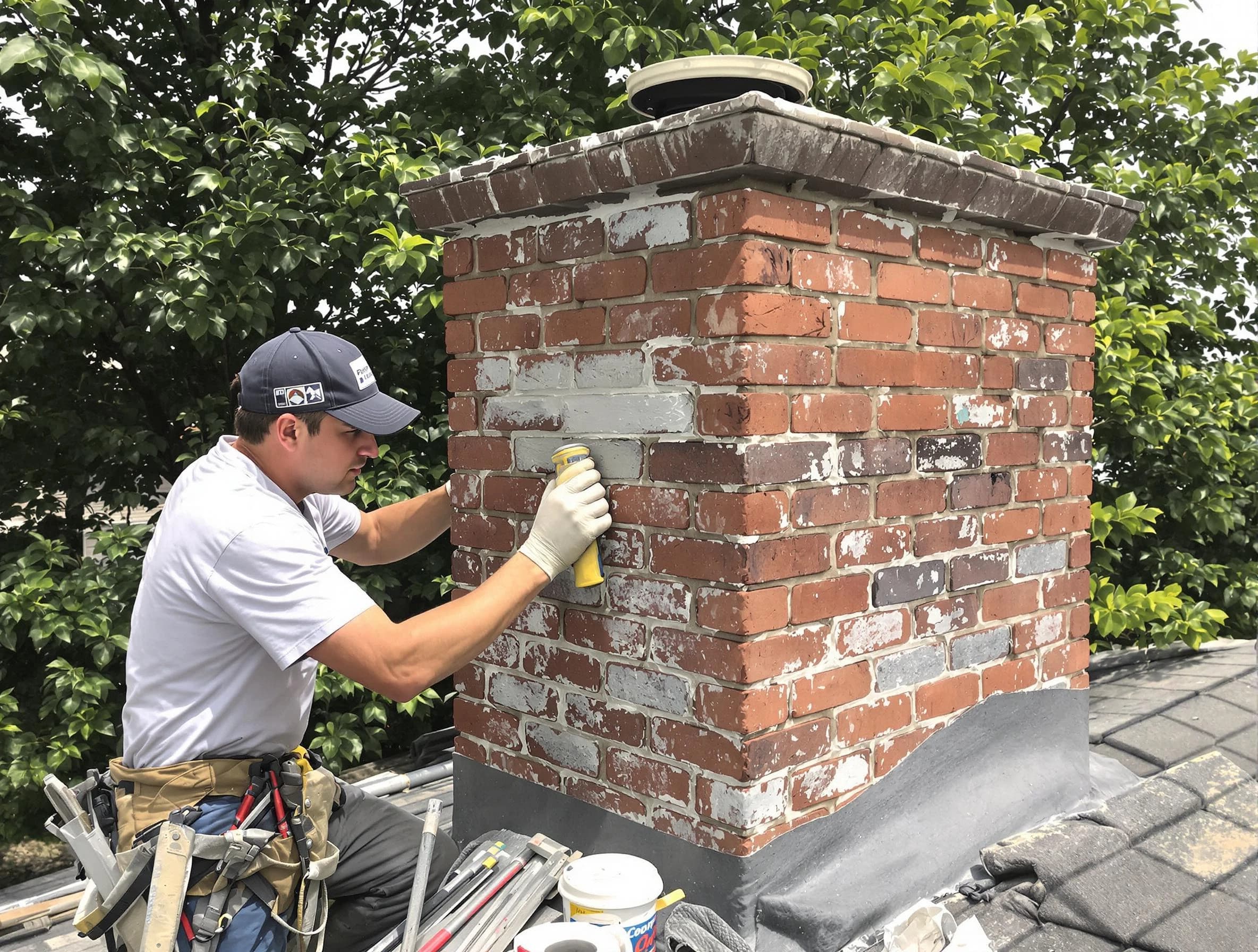 Lynn Chimney Sweep restoring an aging chimney in Lynn, MA