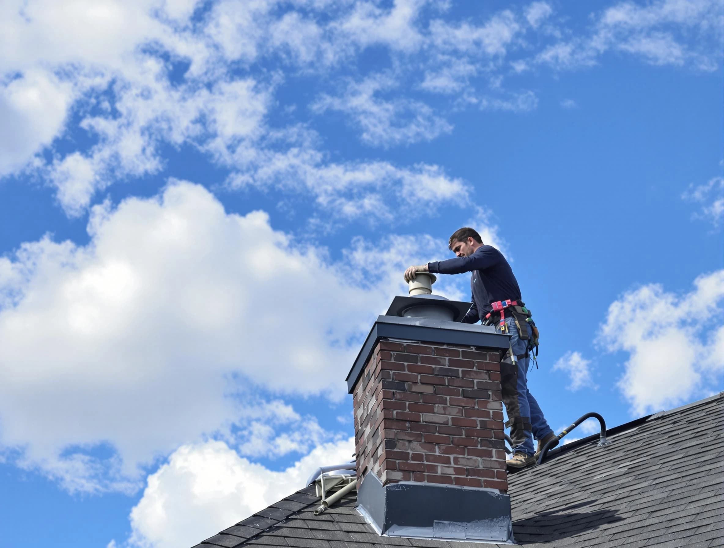 Lynn Chimney Sweep installing a sturdy chimney cap in Lynn, MA