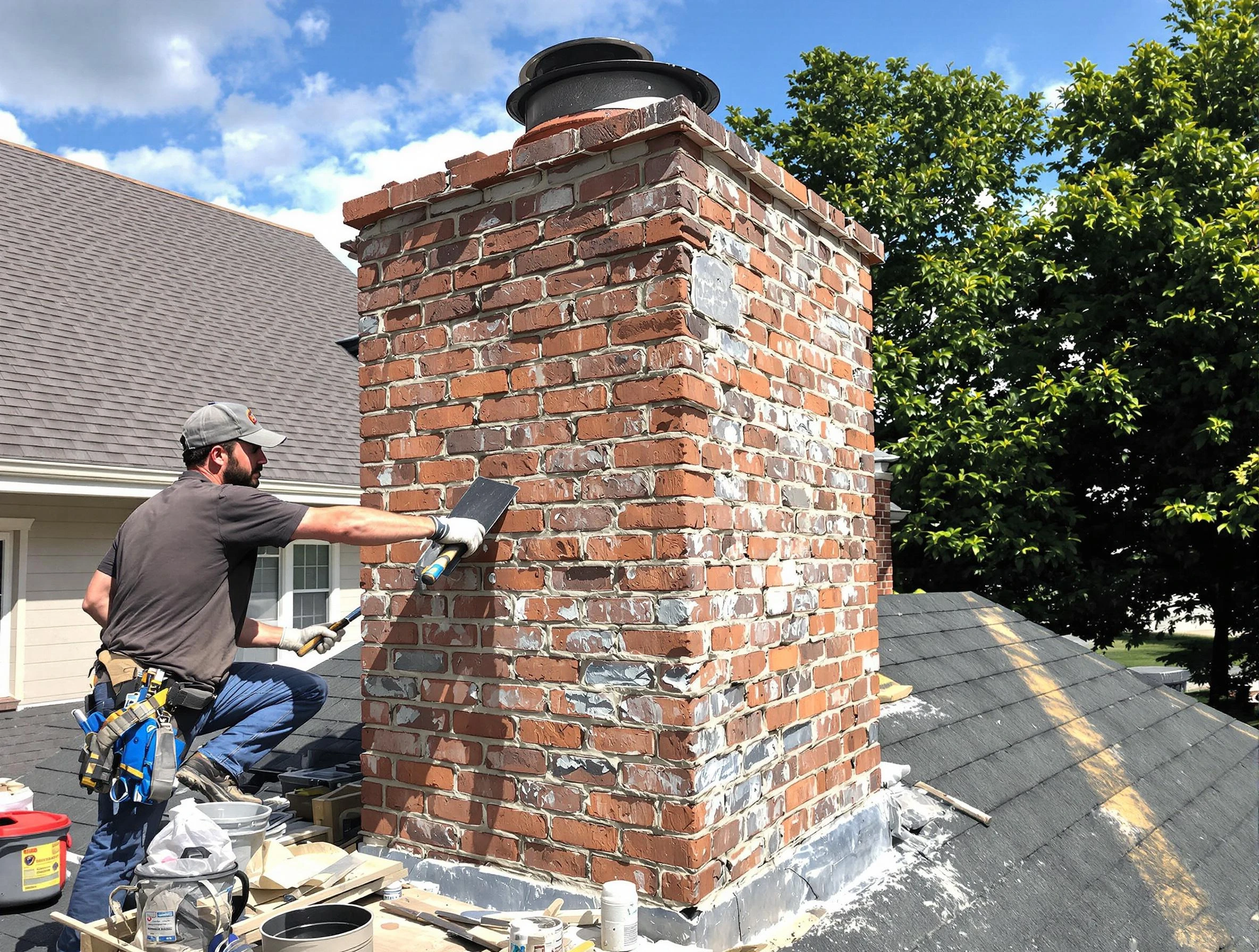Completed chimney rebuild by Lynn Chimney Sweep in Lynn, MA