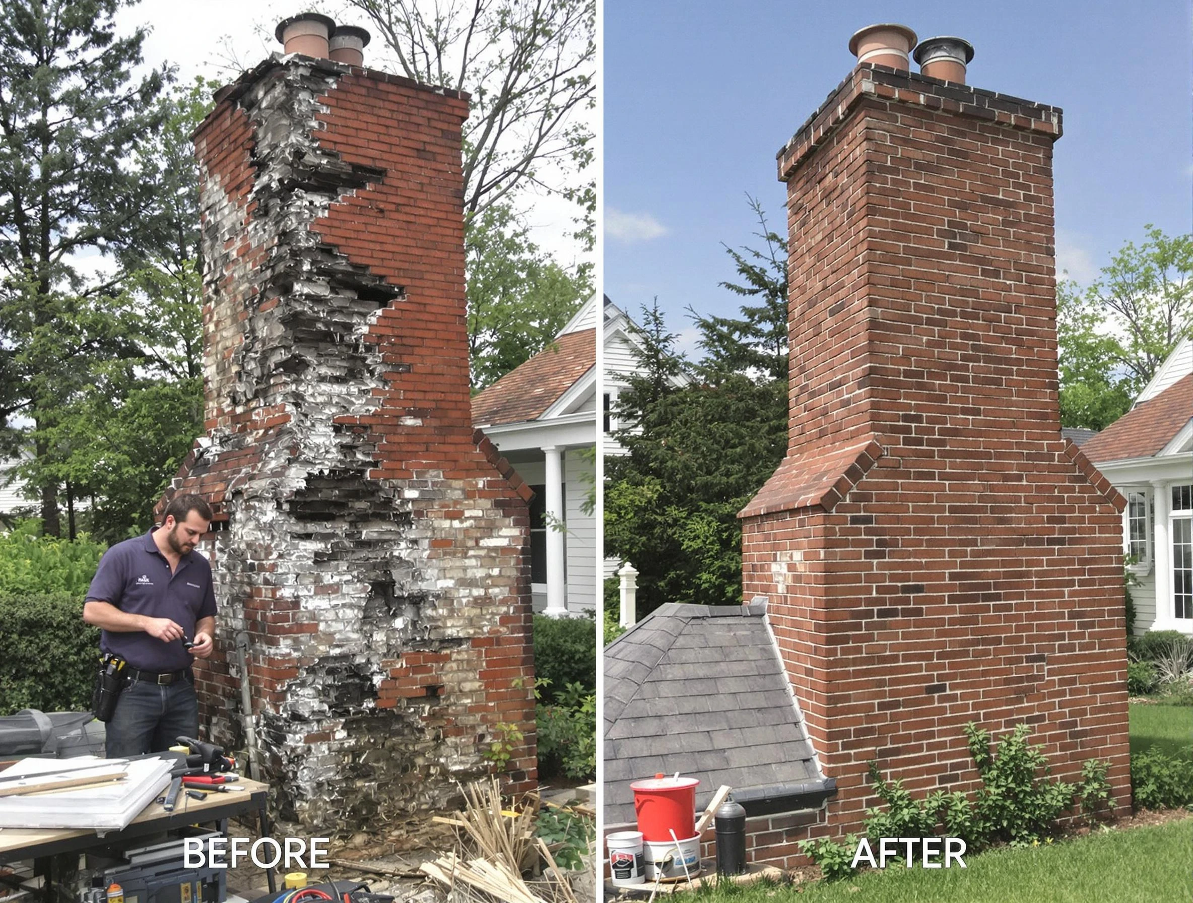 Lynn Chimney Sweep performing a full chimney restoration in Lynn, MA