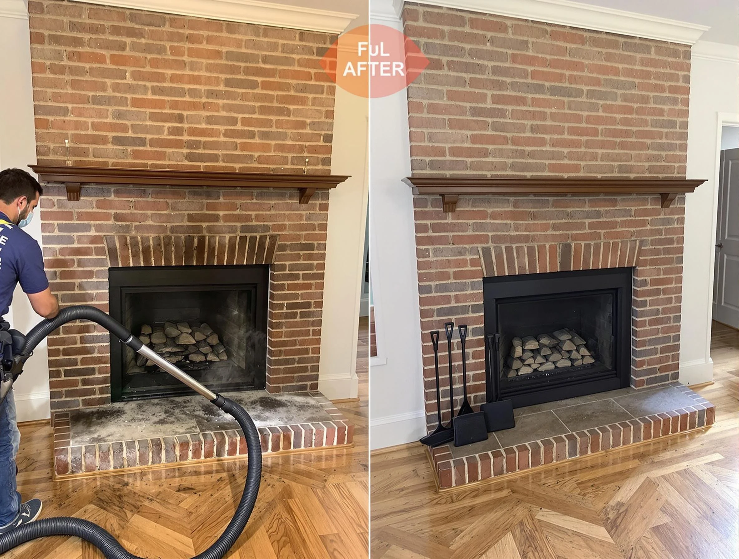 Lynn Chimney Sweep carefully sanitizing a fireplace in Lynn, MA
